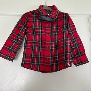 Sovereign Code Red Plaid Baby Boy Holiday Shirt with Bow Tie Size 12 Months